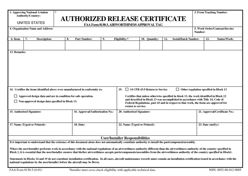 8130 Paperwork | Whelen Aerospace Technologies