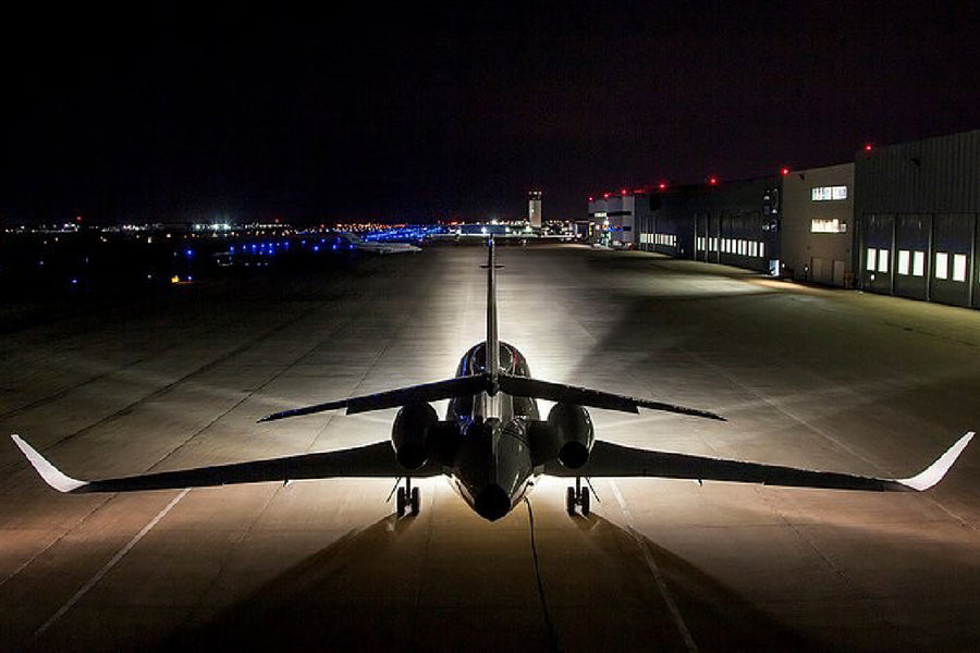 Falcon Jet HID Aircraft Lights At Night