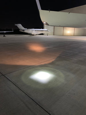 Gulfstream LED Wingtip Flood Light on at Night