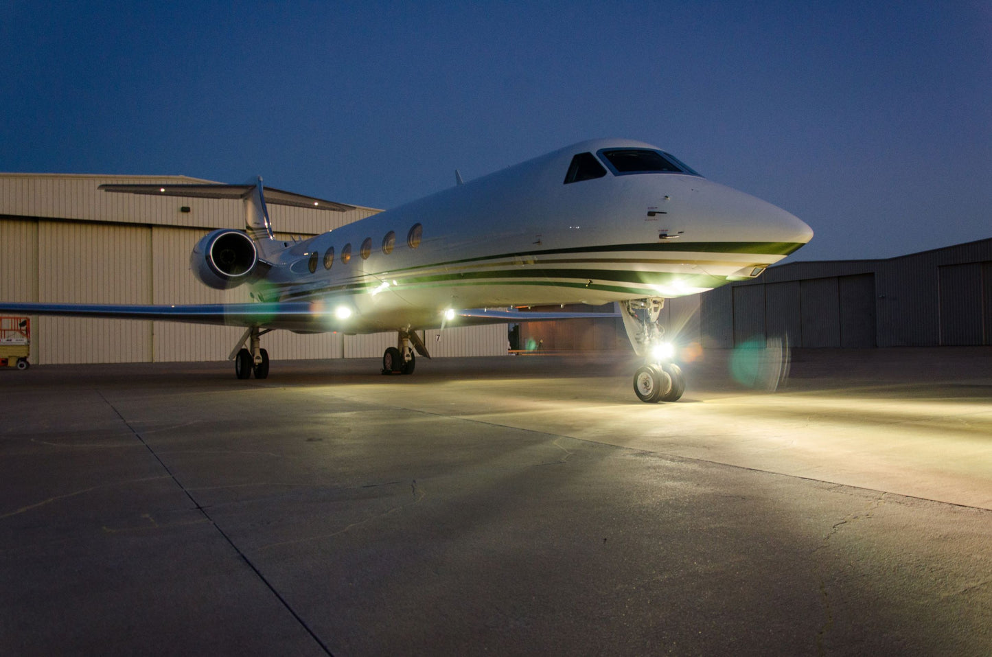 Taxi Light on Gulfstream Aircraft at Night