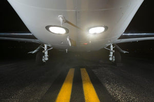 Landing Lights for Citation Mustang Model 510 At Night on Runway