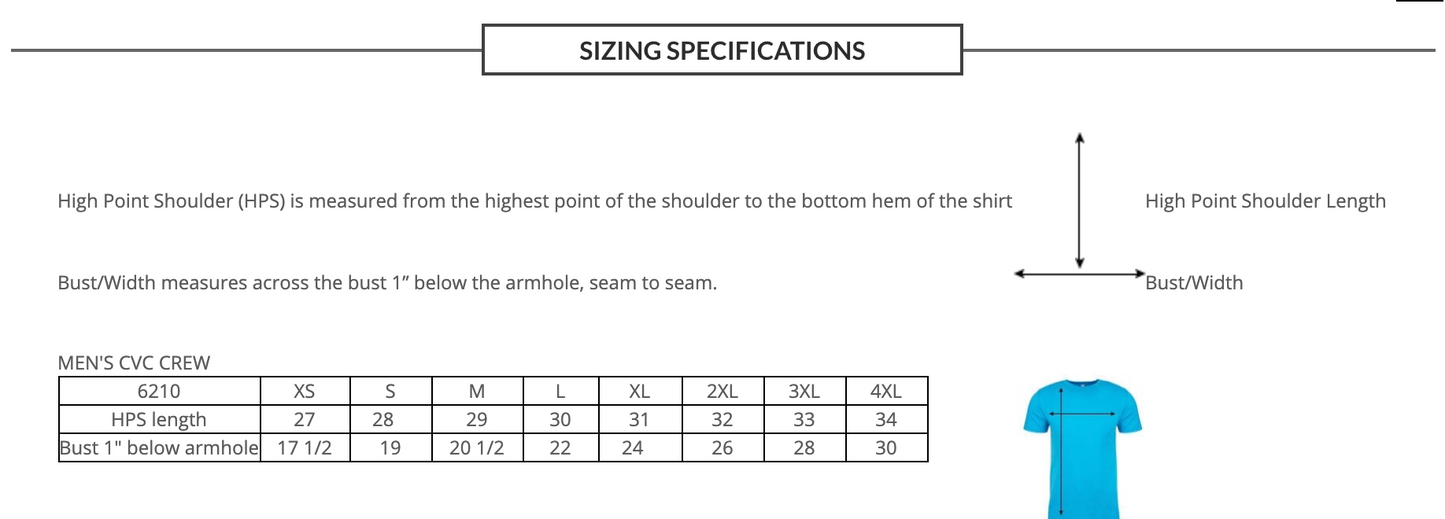 T-Shirt Sizing Chart