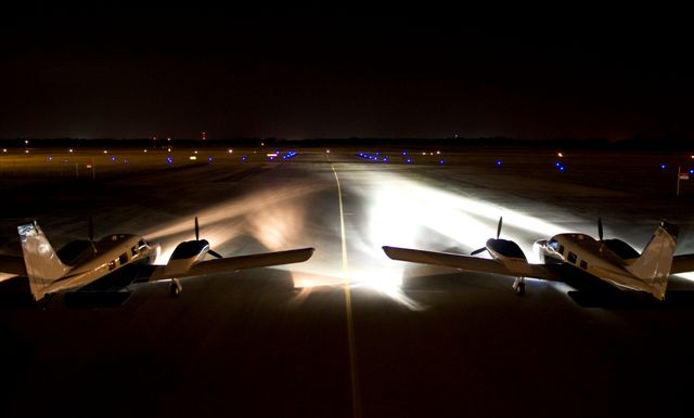 Piper Aircraft Nose Gear Lights At Night