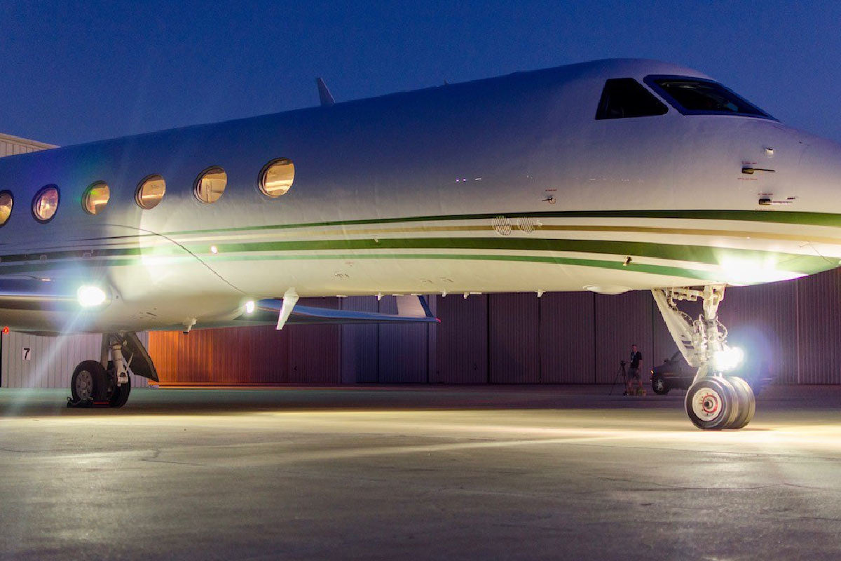 Aircraft Wing Light at Night Installed