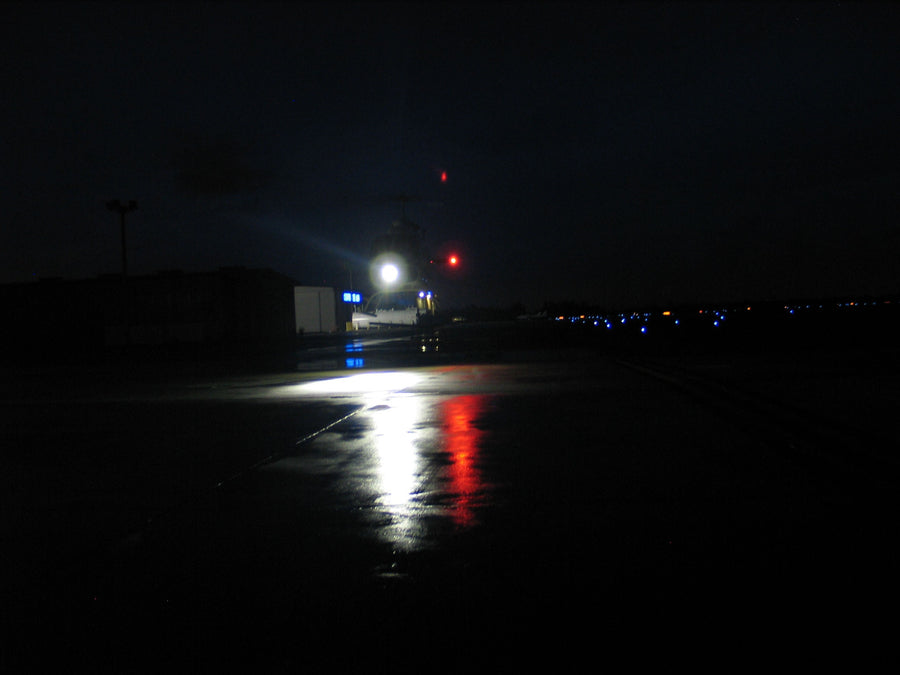 Bell 206 Nose Mounted Taxi Landing Lights At Night Landing