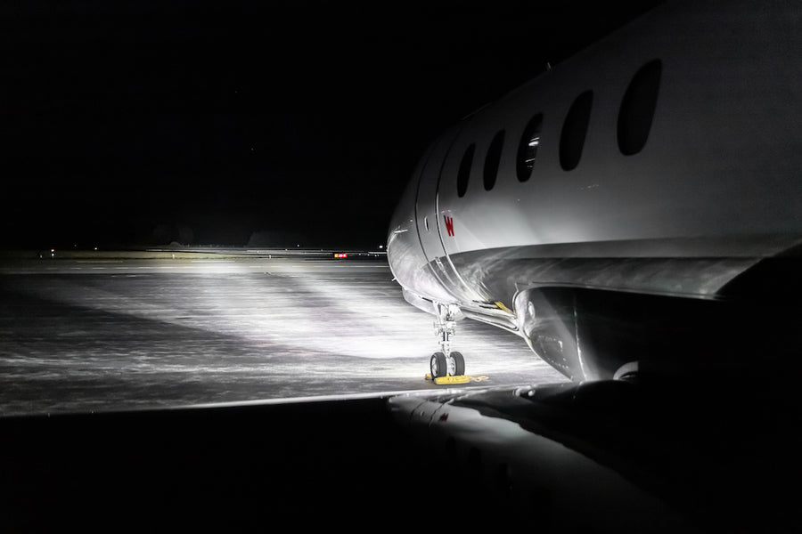 Landing Lights for Citation Aircraft Installed At Night