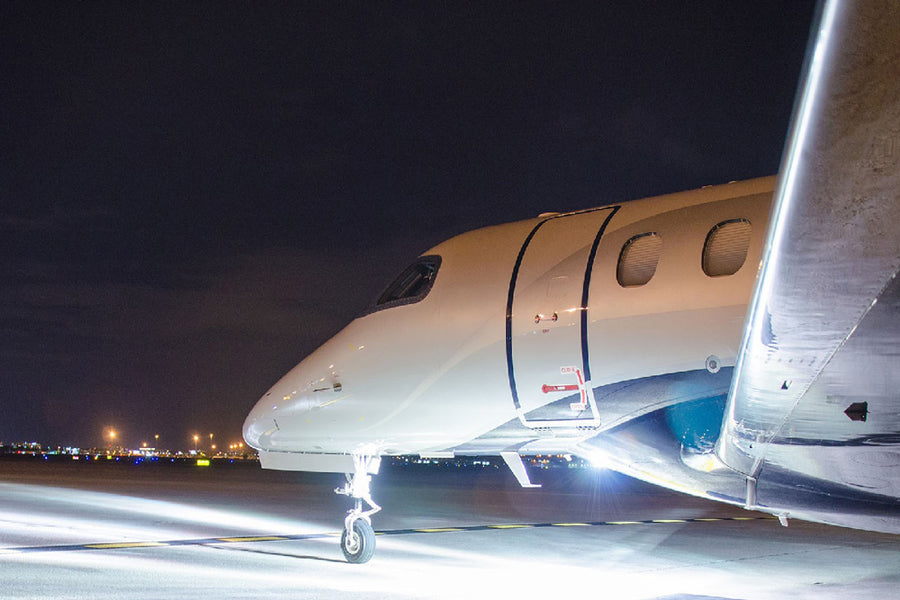 BoomBeam HID landing and taxi lighting system for the Phenom 300 At Night