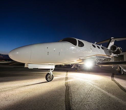 Next Generation Boom Beam Aircraft Lights Installed at Night