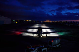 HID Landing Lights for Pilatus PC-12 Aircraft at Night on Runway