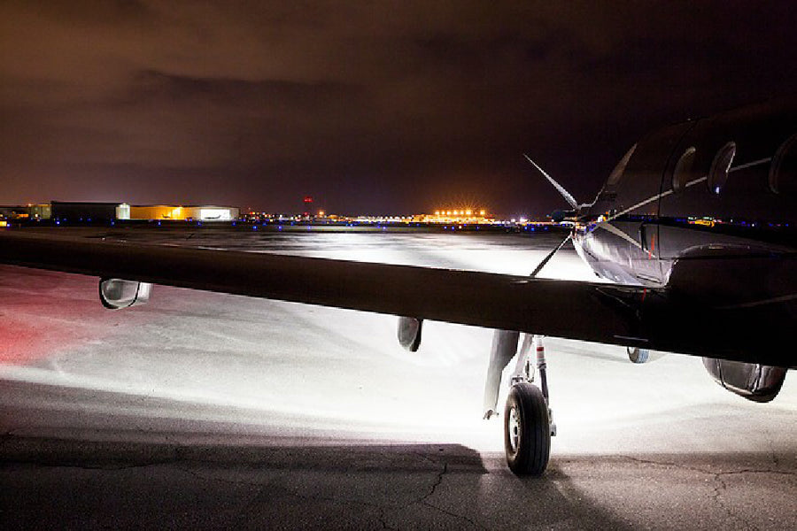 HID Landing Lights for Pilatus PC-12 Aircraft on Runway